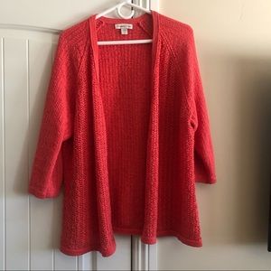 Coral colored cardigan sweater